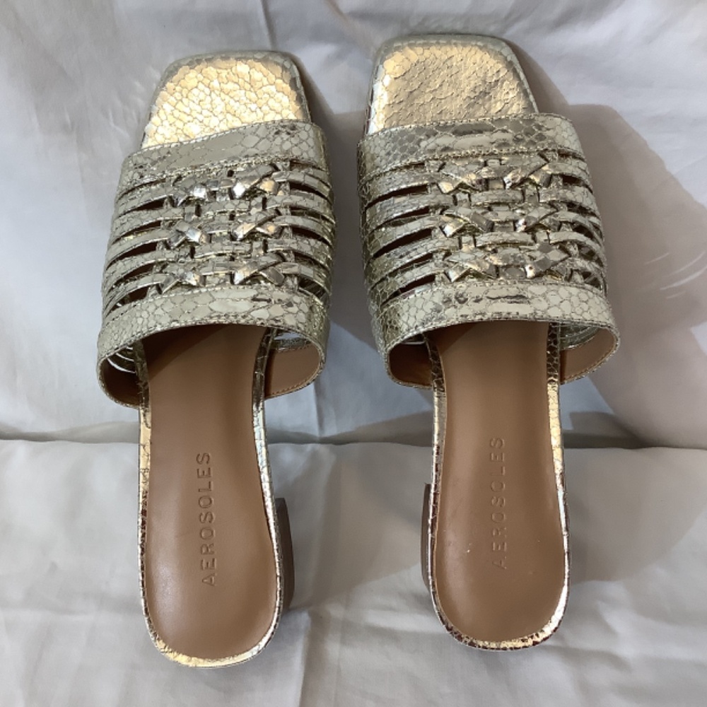 NWOT‎ Aerosoles Evette slide sandal shiny silver sz. 7.5 - Picture 8 of 8